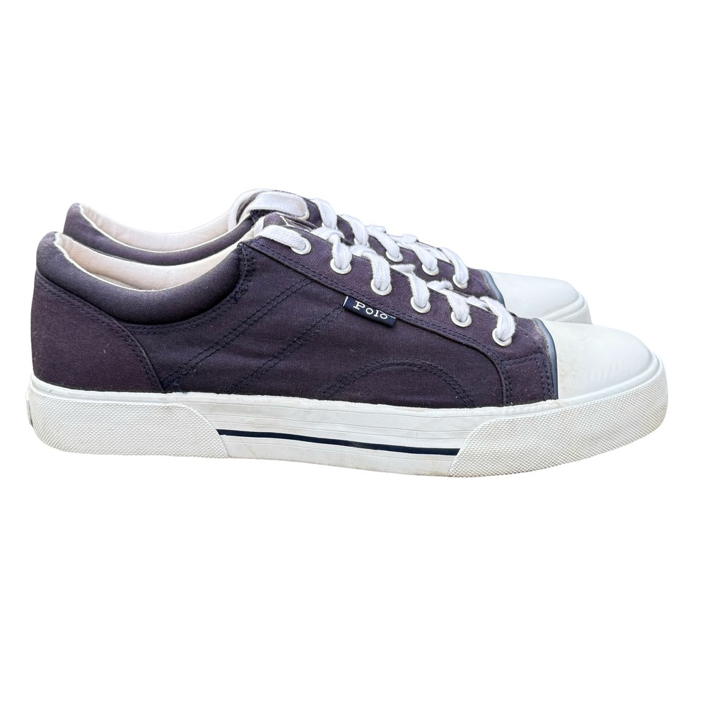 Polo Ralph Lauren Mens Canvas Low Top Sneakers Navy Blue Chuck Taylor Style 12D - Picture 4 of 8